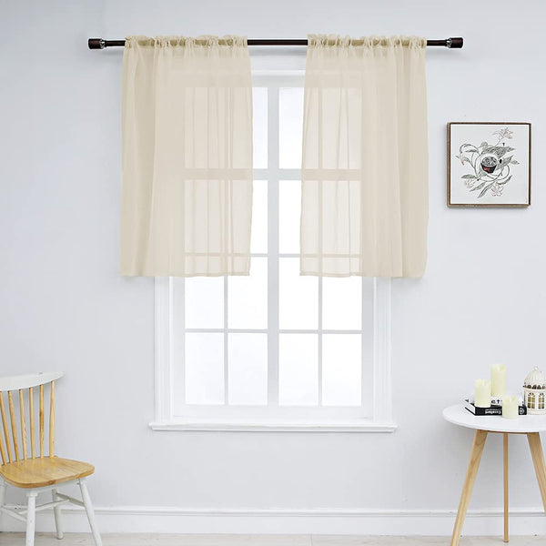 Set of 2 Solid Color Sheer Tier Curtains