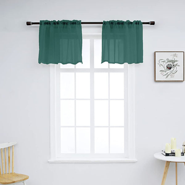 Set of 2 Solid Color Sheer Tier Curtains