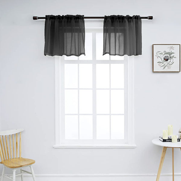 Set of 2 Solid Color Sheer Tier Curtains