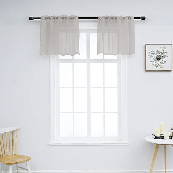 Set of 2 Solid Color Sheer Tier Curtains