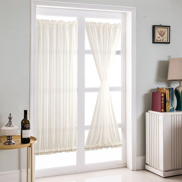 Solid Color Sheer Rod Pocket Curtain Panels ( Set of 2 )