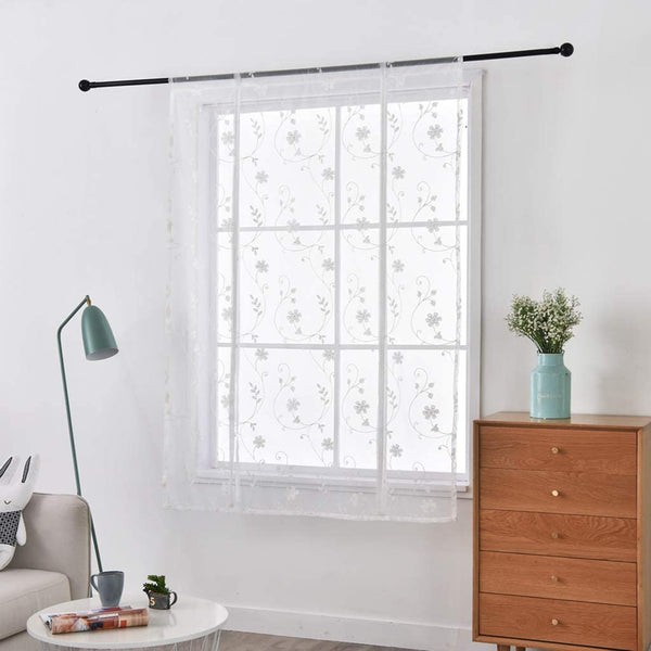 Floral Embroideried Sheer Roman Blinds in White