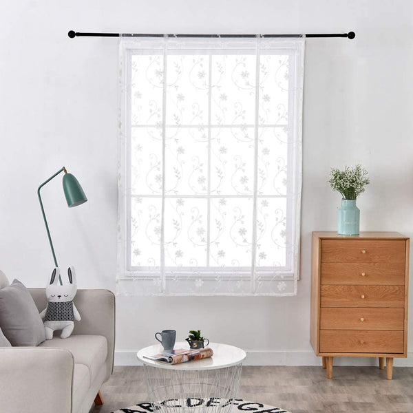 Floral Embroideried Sheer Roman Blinds in White