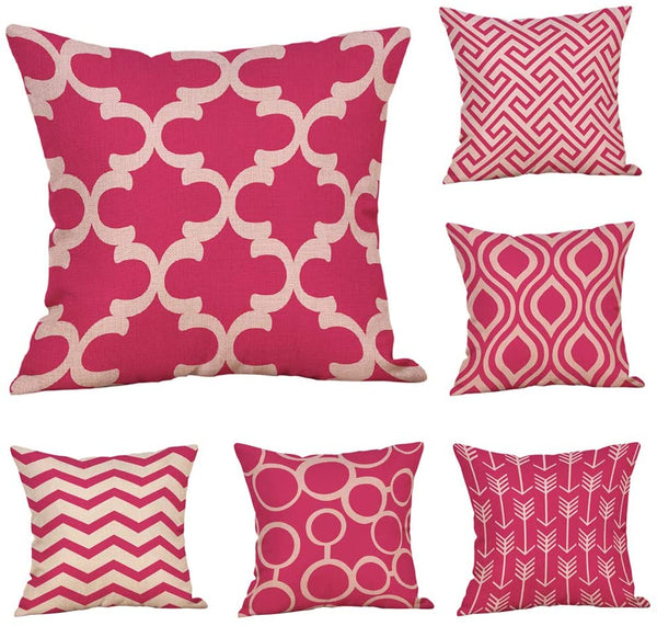 Set of 6 Geometric Patterns Pillow Case 18" x 18"