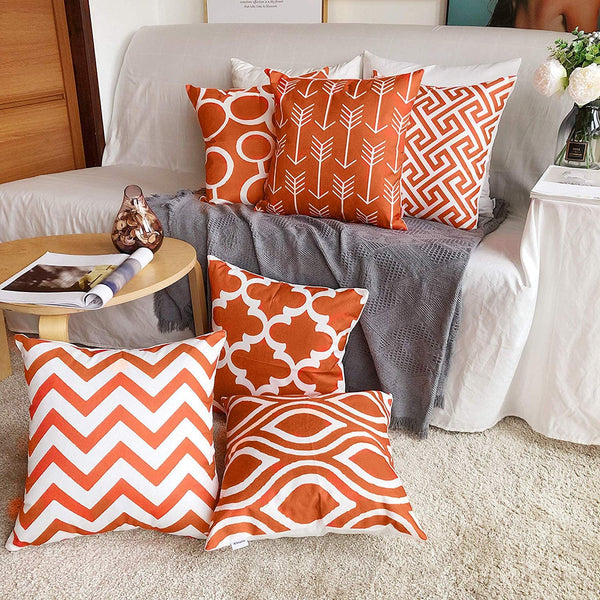 Set of 6 Geometric Patterns Pillow Case 18" x 18"